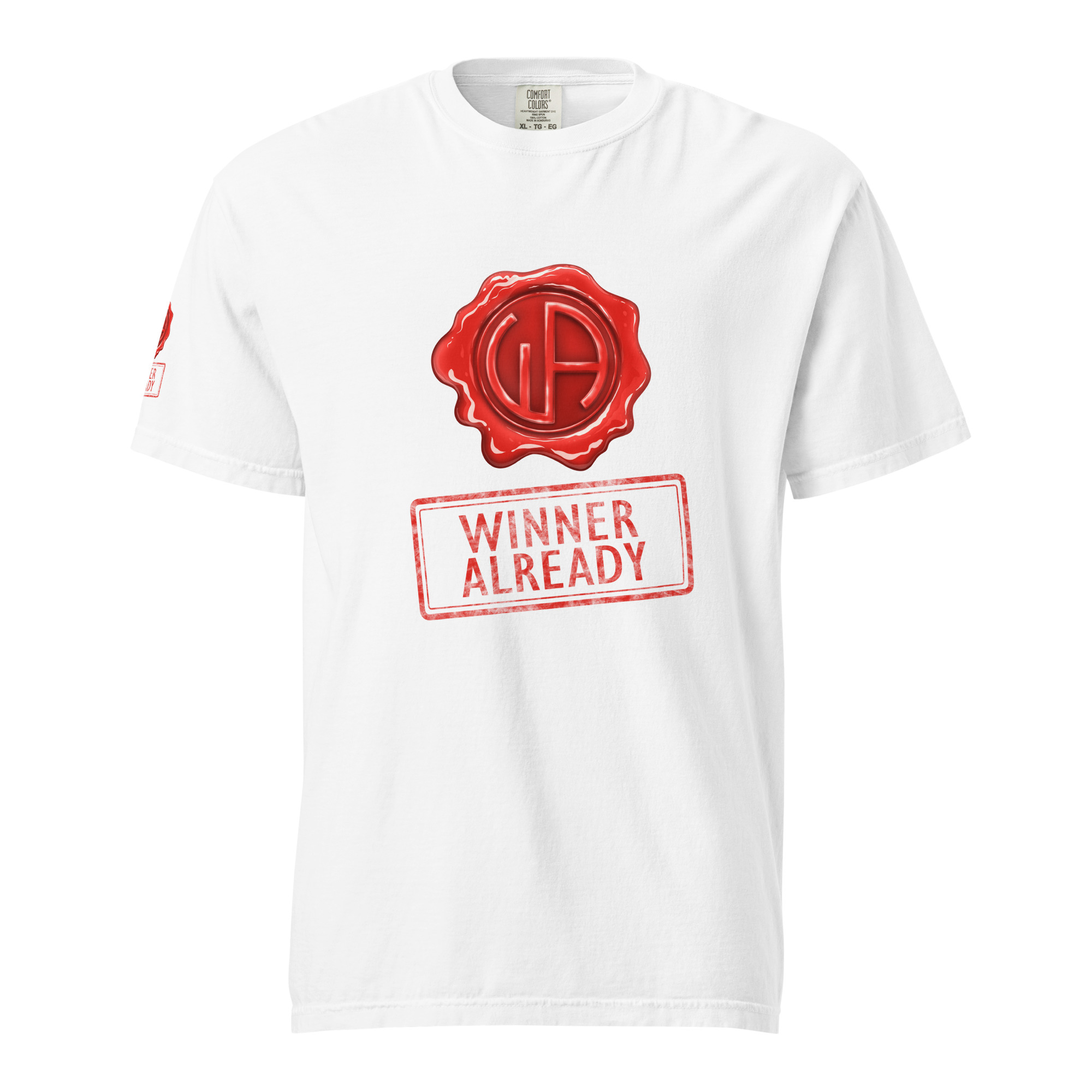 Win Stamp Red | Unisex garment-dyed heavyweight t-shirt - Image 5